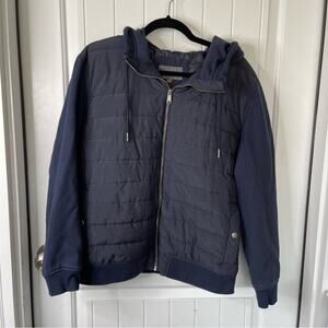 Slate and Stone navy blue puffer‎ hooded zip up jacket size large men’s